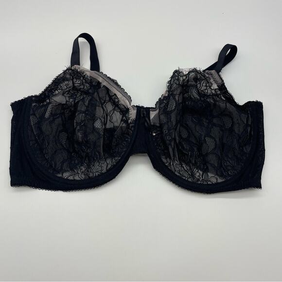 Smart & Sexy Unlined Sheer Black Lace Bra - Picture 1 of 10